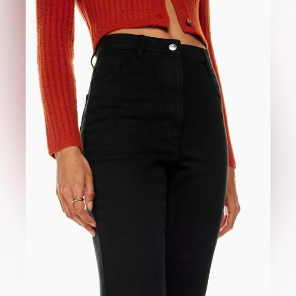 Aritzia Wilfred Free Twostep Flare Leg High Waisted Jeans Black Women’s Size 6 - Picture 4 of 13